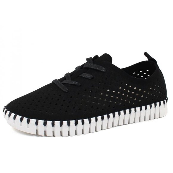 ILSE JACOBSEN Hornbaek Tulip Flat Lace Up Sneakers Black - Picture 1 of 12